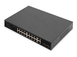 DIGITUS 16-Port Gigabit PoE Netzwerkswitch, 19 Zoll,...