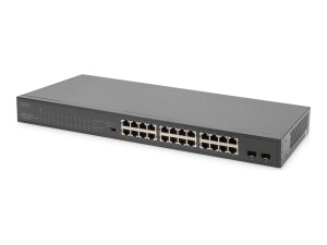 DIGITUS 24-Port Gigabit PoE Netzwerkswitch,19 Zoll,...