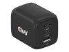 Club 3D CAC-1913 - Netzteil - GaN Technology, Triple Port - 65 Watt - 5 A - PD 3.0, PD/PPS - 3 Ausgabeanschlussstellen (USB Typ A, 2 x USB-C)