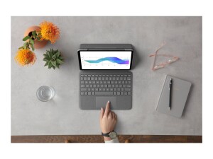 Logitech Folio Touch - Tastatur und Foliohülle - mit Trackpad - hinterleuchtet - Apple Smart connector - Oxford Gray - für Apple 10.9-inch iPad Air (4. Generation, 5. Generation)