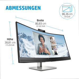 HP E34m G4 Conferencing Monitor - E-Series - LED-Monitor - gebogen - 86.36 cm (34")