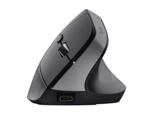 Trust Bayo+ - Vertikale Maus - ergonomisch - Für Rechtshänder - optisch - 6 Tasten - kabellos - 2.4 GHz - kabelloser Empfänger (USB)