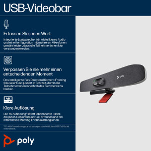 HP Poly Studio R30 - USB-Videoleiste - Zoom Certified, Zertifiziert für Microsoft Teams, Google Meet Certified