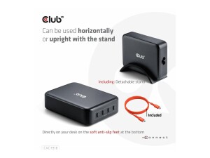 Club 3D Netzteil - GaN-Technologie - 240 Watt - PD 3.1/PPS - 4 Ausgabeanschlussstellen (24 pin USB-C)