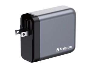 Verbatim Netzteil - GaN - 140 Watt - 5 A - PD 3.0, Power Delivery 3.1, QC 3.0, PD/PPS - 4 Ausgabeanschlussstellen (3 x USB-C, USB)