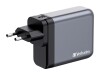 Verbatim Netzteil - GaN - 140 Watt - 5 A - PD 3.0, Power Delivery 3.1, QC 3.0, PD/PPS - 4 Ausgabeanschlussstellen (3 x USB-C, USB)