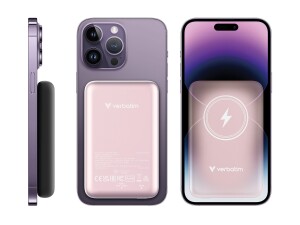 Verbatim Charge n Go - Induktive Power Bank - Magnethalterung - Li-Pol - 10000 mAh - 20 Watt - 2.4 A - Apple Fast Charge, PD 3.0, QC 3.0, Apple 2.4A, USB BC 1.2 (24 pin USB-C)