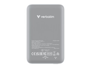 Verbatim Charge n Go - Induktive Power Bank - Magnethalterung - Li-Pol - 10000 mAh - 20 Watt - 2.4 A - Apple Fast Charge, PD 3.0, QC 3.0, Apple 2.4A, USB BC 1.2 (24 pin USB-C)