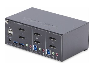 StarTech.com 2-Port Dual-Monitor DisplayPort KVM Switch, 4K 60Hz, 2x USB 5Gbps Hub Ports, 2x USB 2.0 HID Ports, Hotkey and Push-Button Switching, TAA Compliant - ESD Level 3 Protection (P2DD46A2-KVM-SWITCH)
