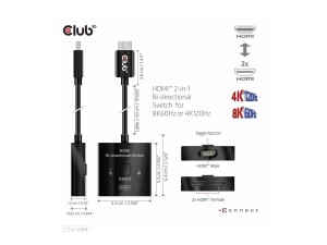 Club 3D CSV-1384 - Video/Audio-Schalter - 2-in-1,...