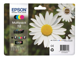 Epson 18 Multipack - 4er-Pack - 15.1 ml - Schwarz, Gelb,...