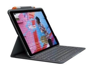 Logitech Slim Folio - Tastatur und Foliohülle - kabellos - Bluetooth LE - QWERTY - Italienisch - Oxford Gray - für Apple 10.9-inch iPad (10. Generation)