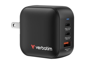 Verbatim Netzteil - GaN - 70 Watt - 5 A - PD 3.0, PD/PPS, QC 4.0 - 3 Ausgabeanschlussstellen (2 x USB-C, USB)