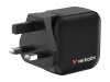 Verbatim Netzteil - GaN - 70 Watt - 5 A - PD 3.0, PD/PPS, QC 4.0 - 3 Ausgabeanschlussstellen (2 x USB-C, USB)