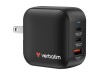 Verbatim Netzteil - GaN - 70 Watt - 5 A - PD 3.0, PD/PPS, QC 4.0 - 3 Ausgabeanschlussstellen (2 x USB-C, USB)