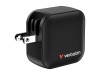Verbatim Netzteil - GaN - 70 Watt - 5 A - PD 3.0, PD/PPS, QC 4.0 - 3 Ausgabeanschlussstellen (2 x USB-C, USB)
