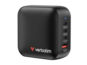 Verbatim Netzteil - GaN - 100 Watt - 5 A - PD 3.0, PD/PPS, QC 4.0 - 4 Ausgabeanschlussstellen (3 x USB-C, USB)