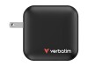 Verbatim Netzteil - GaN - 100 Watt - 5 A - PD 3.0, PD/PPS, QC 4.0 - 4 Ausgabeanschlussstellen (3 x USB-C, USB)