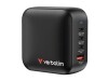 Verbatim Netzteil - GaN - 100 Watt - 5 A - PD 3.0, PD/PPS, QC 4.0 - 4 Ausgabeanschlussstellen (3 x USB-C, USB)
