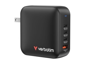 Verbatim Netzteil - GaN - 165 Watt - 5 A - PD 3.0, PD/PPS, QC 4.0 - 4 Ausgabeanschlussstellen (3 x USB-C, USB)