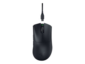 Razer DeathAdder V3 Pro - Maus - Smooth-Touch, 8000 Hz - ergonomisch - Für Rechtshänder - optisch - 5 Tasten - kabellos, kabelgebunden - kabelloser Empfänger (USB)