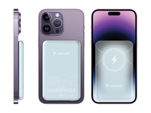 Verbatim Charge n Go - Induktive Power Bank - Magnethalterung - Li-Pol - 5000 mAh - 20 Watt - 2.4 A - Apple Fast Charge, PD 3.0, QC 3.0, Apple 2.4A, USB BC 1.2 (24 pin USB-C)