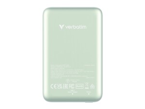 Verbatim Charge n Go - Induktive Power Bank - Magnethalterung - Li-Pol - 10000 mAh - 20 Watt - 2.4 A - Apple Fast Charge, PD 3.0, QC 3.0, Apple 2.4A, USB BC 1.2 (24 pin USB-C)