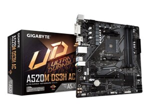 Gigabyte A520M DS3H AC - 1.X - Motherboard - micro ATX - Socket AM4 - AMD A520 Chipsatz - USB 3.2 Gen 1 - Gigabit LAN, Wi-Fi, Bluetooth - Onboard-Grafik (CPU erforderlich)