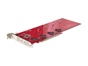 StarTech.com Quad M.2 PCIe Adapter Card, x16 Quad NVMe or AHCI M.2 SSD to PCI Express 4.0, Up to 7.8GBps/Drive, For 2242/2260/2280/22110mm PCIe M-Key M2 SSDs, Bifurcation Required - PC/Linux Compatible (QUAD-M2-PCIE-CARD-B)