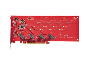 StarTech.com Quad M.2 PCIe Adapter Card, x16 Quad NVMe or AHCI M.2 SSD to PCI Express 4.0, Up to 7.8GBps/Drive, For 2242/2260/2280/22110mm PCIe M-Key M2 SSDs, Bifurcation Required - PC/Linux Compatible (QUAD-M2-PCIE-CARD-B)