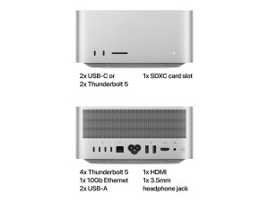 Apple Mac Studio - USFF - M4 Max - RAM 36 GB - SSD 512 GB - Apple M4 Max 32-core - 1GbE, 10GbE, 5GbE, 2.5GbE, Wi-Fi 6E, Bluetooth 5.3 - WLAN: 802.11a/b/g/n/ac/ax (Wi-Fi 6E)