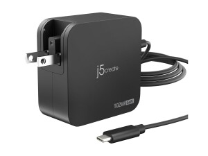 j5create JUP25102V - Netzteil - GaN - 102 Watt - PD 3.0, Smart IC - 2 Ausgabeanschlussstellen (24 pin USB-C)
