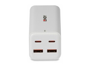 Lindy Netzteil - 100 Watt - 5 A - Power Delivery 3.0 + PPS, GaNFast - 4 Ausgabeanschlussstellen (2 x USB-C, 2 x USB)