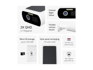 Hombli Solar Cam - Netzwerk-Überwachungskamera - Bullet - Außenbereich - wasserfest - Farbe (Tag&Nacht)