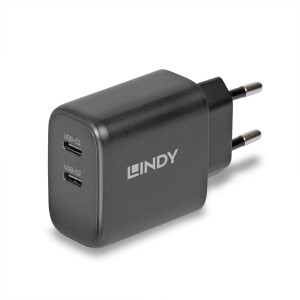 Lindy Netzteil - 65 Watt - 4.05 A - Power Delivery 3.0 + PPS, QC 4.0 - 2 Ausgabeanschlussstellen (24 pin USB-C)