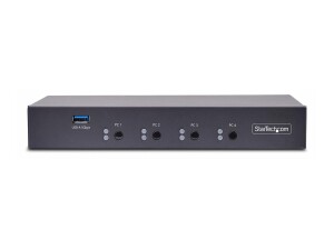StarTech.com 4-Port KM Switch with Mouse Roaming, USB Switch for Keyboard/Mouse, 3.5mm and USB Audio, Peripheral Sharing for 4 Computers, USB 3.0 Switcher, TAA Compliant - Hotkey/Pushbutton Switching (P4A20132-KM-SWITCH)