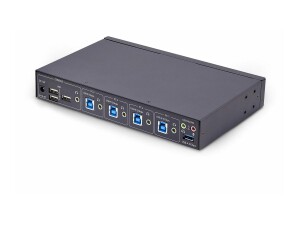 StarTech.com 4-Port KM Switch with Mouse Roaming, USB Switch for Keyboard/Mouse, 3.5mm and USB Audio, Peripheral Sharing for 4 Computers, USB 3.0 Switcher, TAA Compliant - Hotkey/Pushbutton Switching (P4A20132-KM-SWITCH)