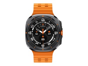 Samsung Galaxy Watch Ultra - 47 mm - titanfarben grau - intelligente Uhr mit Marineband - Gummi - Orange - Bandgröße: S/M/L - Anzeige 3.73 cm (1.5")