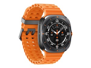 Samsung Galaxy Watch Ultra - 47 mm - titanfarben grau - intelligente Uhr mit Marineband - Gummi - Orange - Bandgröße: S/M/L - Anzeige 3.73 cm (1.5")