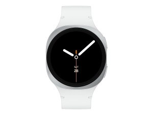 Samsung Galaxy Watch8 - 40 mm - silber - intelligente Uhr mit Sportband - Gummi - weiß - Bandgröße: S/M - Anzeige 3.4 cm (1.34")