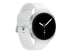 Samsung Galaxy Watch8 - 40 mm - silber - intelligente Uhr mit Sportband - Gummi - weiß - Bandgröße: S/M - Anzeige 3.4 cm (1.34")