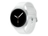 Samsung Galaxy Watch8 - 40 mm - silber - intelligente Uhr mit Sportband - Gummi - weiß - Bandgröße: S/M - Anzeige 3.4 cm (1.34")