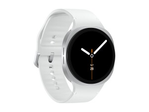 Samsung Galaxy Watch8 - 44 mm - silber - intelligente Uhr mit Sportband - Gummi - weiß - Bandgröße: M/L - Anzeige 3.7 cm (1.47")