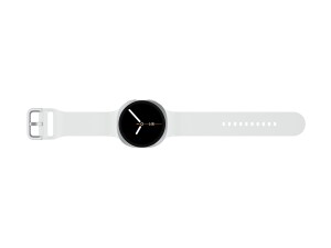 Samsung Galaxy Watch8 - 44 mm - silber - intelligente Uhr mit Sportband - Gummi - weiß - Bandgröße: M/L - Anzeige 3.7 cm (1.47")