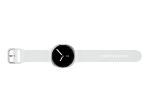 Samsung Galaxy Watch8 - 44 mm - silber - intelligente Uhr mit Sportband - Gummi - weiß - Bandgröße: M/L - Anzeige 3.7 cm (1.47")