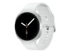 Samsung Galaxy Watch8 - 44 mm - silber - intelligente Uhr mit Sportband - Gummi - weiß - Bandgröße: M/L - Anzeige 3.7 cm (1.47")
