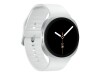 Samsung Galaxy Watch8 - 44 mm - silber - intelligente Uhr mit Sportband - Gummi - weiß - Bandgröße: M/L - Anzeige 3.7 cm (1.47")