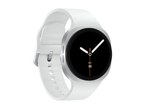 Samsung Galaxy Watch8 - 40 mm - silber - intelligente Uhr mit Sportband - Gummi - weiß - Bandgröße: S/M - Anzeige 3.4 cm (1.34")