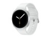 Samsung Galaxy Watch8 - 40 mm - silber - intelligente Uhr mit Sportband - Gummi - weiß - Bandgröße: S/M - Anzeige 3.4 cm (1.34")