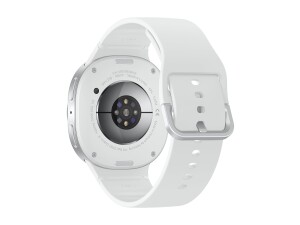 Samsung Galaxy Watch8 - 44 mm - silber - intelligente Uhr mit Sportband - Gummi - weiß - Bandgröße: M/L - Anzeige 3.7 cm (1.47")